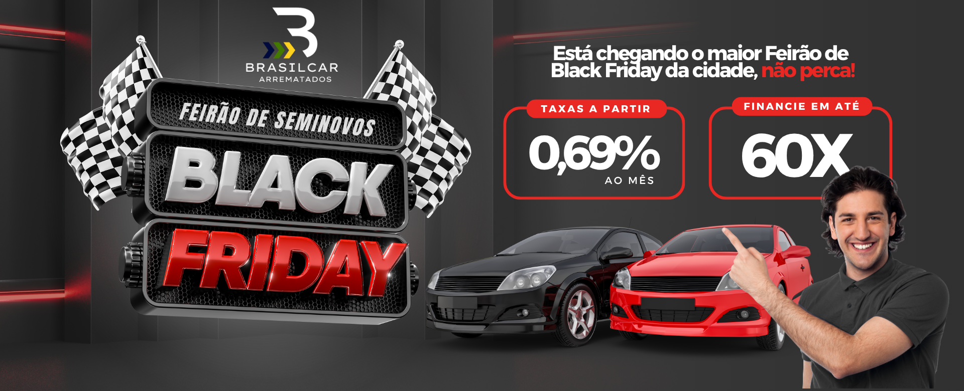 Black Friday Feirão De Automóveis Loja De Carros Moderno Preto Vermelho E Branco Banner Mercado Shops